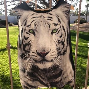 Forever 21 White Tiger Muscle Shirt
